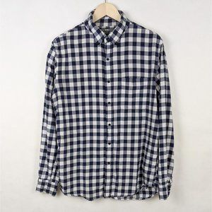 Uniqlo Navy Blue White Checkered Button Down Shirt